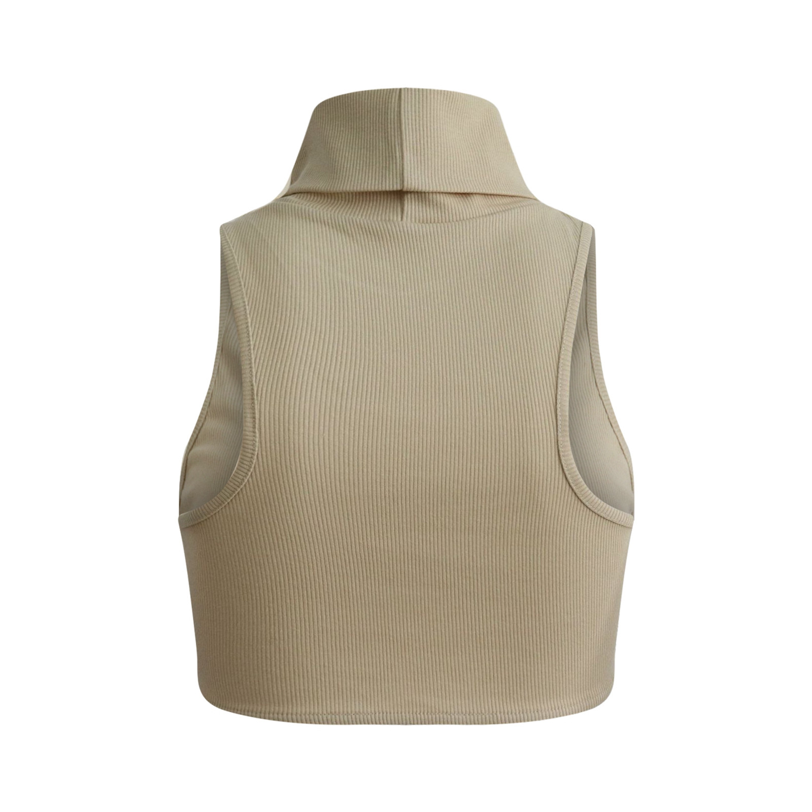 thumbnail image 4 of Top sin hombros de punto acanalado ajustado para mujer: bralette sensual de cuello alto para fiestas y salidas nocturnas, 4 of 5